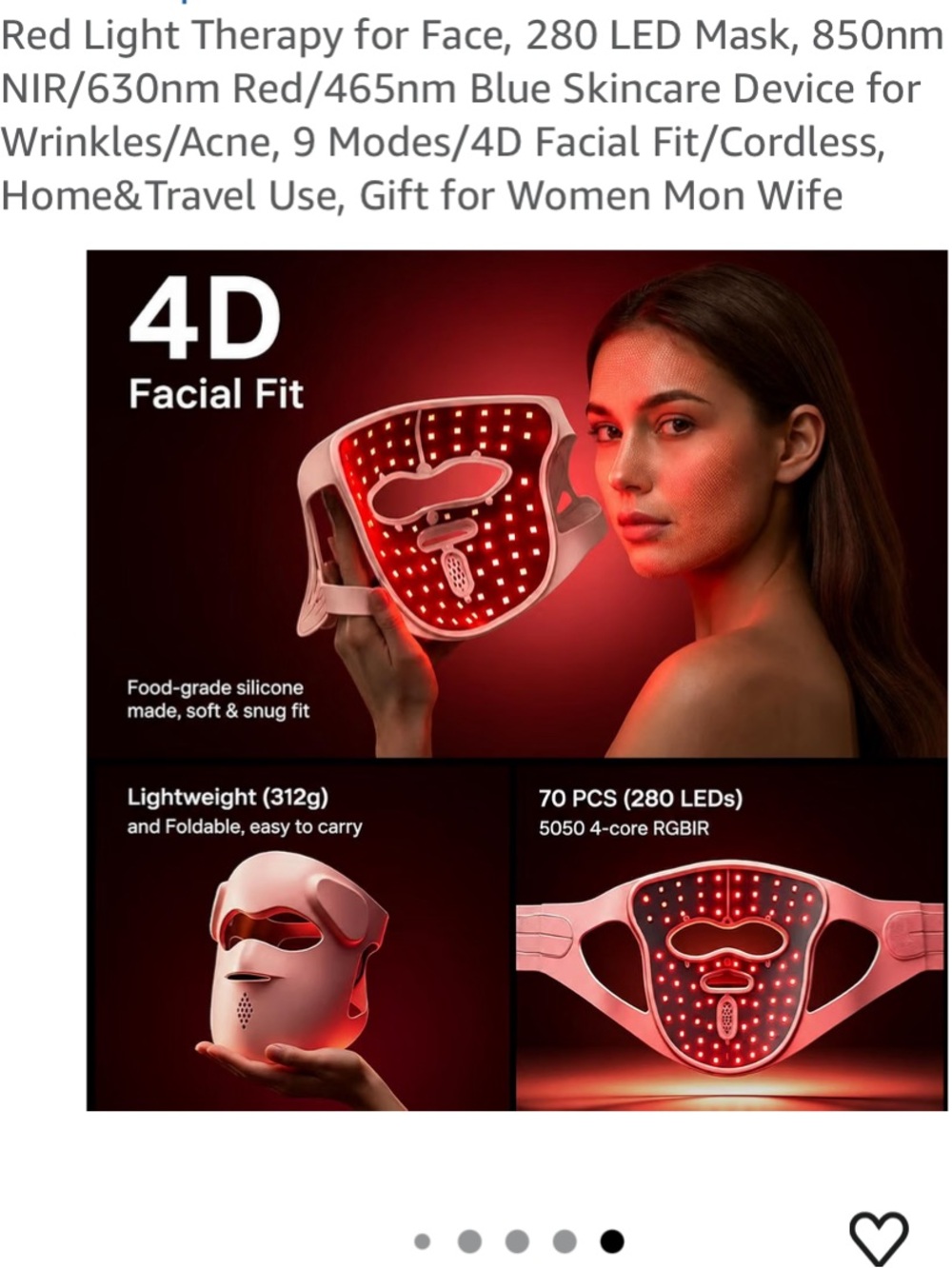 Red LED Facial Therapy Mask - Red Light Skincare Device